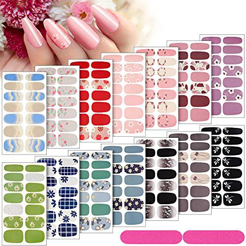 14 Sheets Full Nail Wraps Nail Polish Strips Stickers Flower Print Self-Adhesive Nail Stickers Decal for Women Girls DIY Nail Art (Elegant Style)