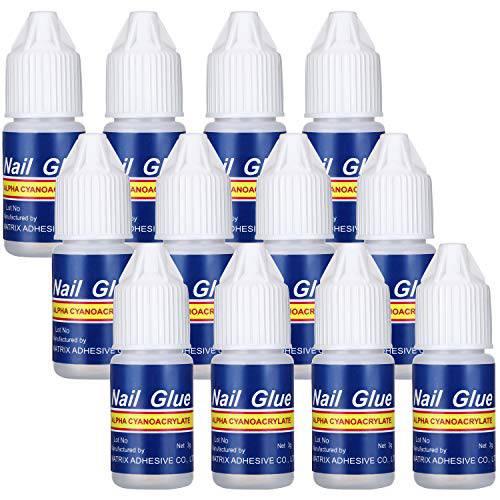 12 Bottles Nail Glue Quick Drying Nail Glue Adhesive Beauty Nail False Nail Tips Acrylic Glue for Applying Artificial Nail Tips Manicure Supplies