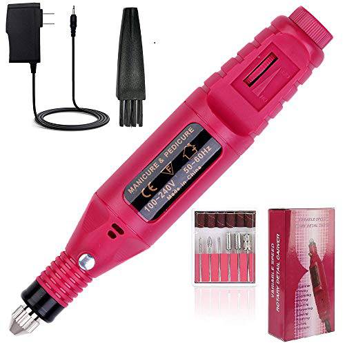 Mkfodfod Electric Nail Drill Bits Kit, Acrylic Nail Tools,Upgraded Portable Nail File Machine for Acrylic Nails, Gel Nails, Manicure Pedicure Polishing Machine Kits for Women and Girls(Red)