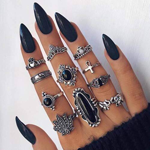 Obmyec Stiletto Black Press on Nail Long Halloween Fake Nails Glossy Punk Pointed False Artificial Nails Sharp Top Acrylic Full Cover Faux Fingernails for Women and Girls(24Pcs)