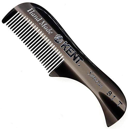 Kent A 81T Graphite X-Small Gentleman’s Beard and Mustache Pocket Comb, Fine Toothed Pocket Size for Facial Hair Grooming and Styling. Saw-cut of Cellulose Acetate, Hand Polished. Hand-Made in England