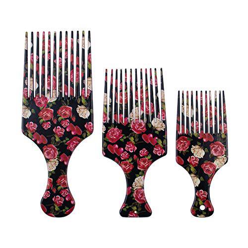 AUEAR, 3 Pack Hair Pick Comb Smooth Fist Hair Picks for Afro Hair Plastic Lift Detangle Hair Comb African Hair Brush Hairdressing Styling for Women and Men