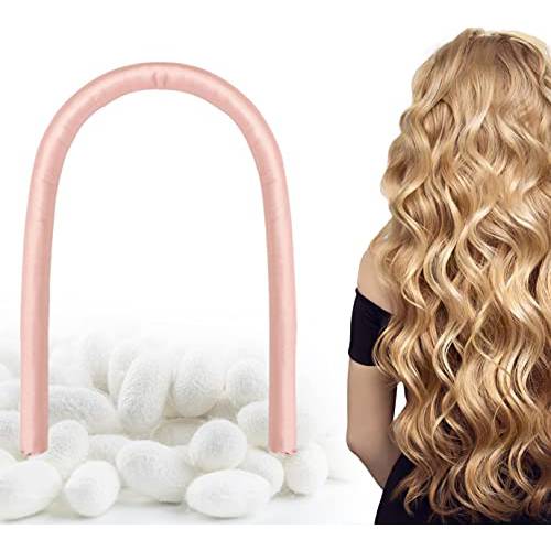 Heatless Hair Curlers Slik Hair Rollers for Long Hair, Soft Hair Curlers No Heat Curls Headband, Heatless Curling Rod Headband for Sleeping at Night, Perm Rods for Wave DIY Styling (Pink - 1.4in)