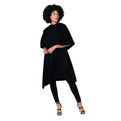 Colortrak Eco Collection All-Purpose Cutting/Styling Cape, 57.5” L x 49” W, Waterproof and Bleach-proof, Made out of 100% Recycled Fabric, Black Color