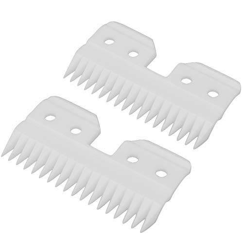 Professional Replacement Blade Cutter for Fast Feed, 18 Teeth Ceramic Moving Blade, Grooming Tools Replacement Ceramic Cutters for Pets/Human, Fits AG/A5 Hair Clippers(Off White, 2 Pieces)