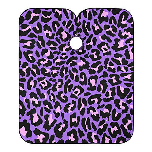 Blueangle Purple Leopard Salon Barber Cape for Men and Women Hairdressing, Waterproof Adjustable Snap Closure Apron Hair Cutting Capes for Home Use, 55x65 Inch