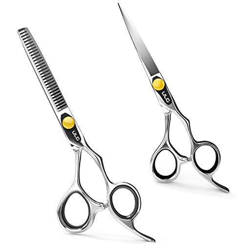 Professional Hair Cutting Thinning Scissors Set 6.5 inch ULG Barber Shears Japanese Stainless Steel Haircut Tools Salon Razor Edge Series with Adjustment Tension Screw