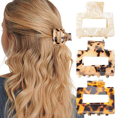 Tortoise Shell Ponytail Cuffs Elastic Hair Band Hair Tie Leopard French Design Hair Band Headwear for Women Girls,Pack of 3
