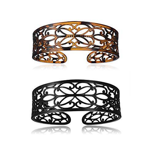 minihope headbands for women, fashion headbands for girls,Black brown, 2-Count.