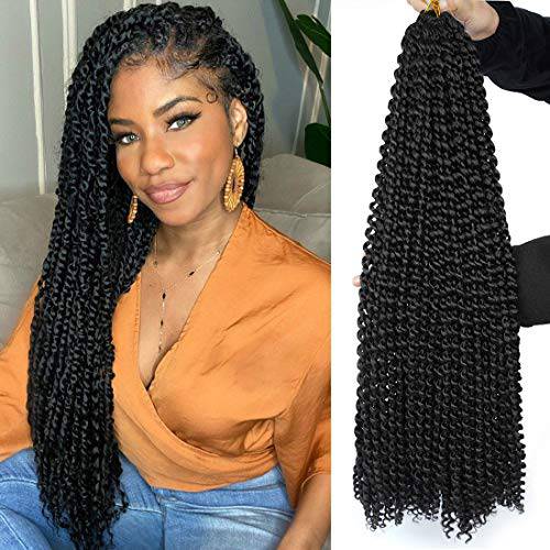 24 inch Passion Twist Hair 7 Packs 154Strands Water Wave Hair for Passion Twist Ombre Synthetic Hair for Butterfly Locs (22 Strands/Pack,1B)