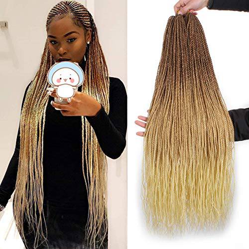 ZRQ 34 Inch 8 Packs Senegalese Twist Crochet Hair 40Strands/pack Synthetic Crochet Braiding Hair Blonde Sengalese Twist Crochet Braids Synthetic Hair Braiding Hair Extensions(348packs, 27/613)
