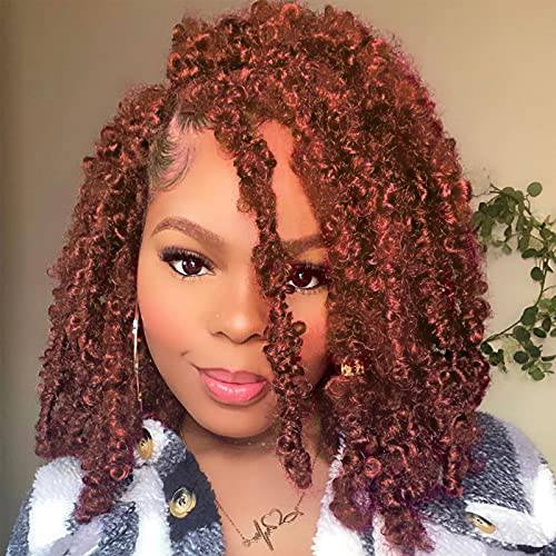 Leeven 6 Packs Copper Red Bob Distressed Butterfly Locs Crochet Hair Pre-looped Messy Butterfly Twist Locs Hair 12 Inch Short Butterfly Knotless Braids Locs Hair for Women 350