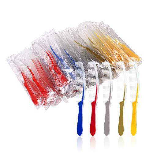 Hair Combs Set Combs In Bulk Individually Wrapped,Bulk Combs For Homeless Individually Wrapped-Suitable For Hotel,Air Bnb,Shelter/Homeless/Nursing Home/Charity/Church 5 Colors（60 pcs）