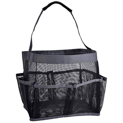 Mesh Shower Bag - Easily Carry, Organize Bathroom Toiletry Essentials While Taking a Shower. (9-Pockets | Black)