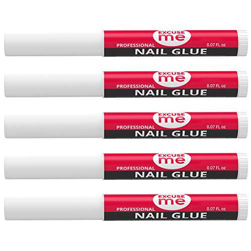 Excuse Me 5 Pcs Professional Nail Glues for Acrylic Nails, Strong Nail Glue for Nail Repair, Nail Tips, Arts Rhinestones. Nail Adhesive Glue for Broken Crack Nails Long Lasting