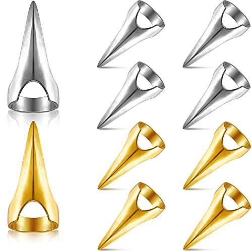 10 Pieces Hair Parting Selecting Sectioning Tool Ring Tool for Braids Retro Nail Finger Cosplay Metal Ring for Hair Braiding Curling Styling Hair Extension Quick Installation (Sliver and Gold)