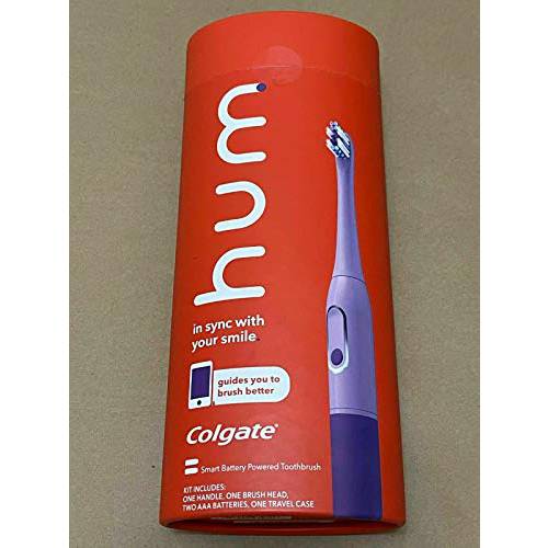 Hum by Colgate Smart Battery Toothbrush Kit Sonic Toothbrush with Travel Case- Purple
