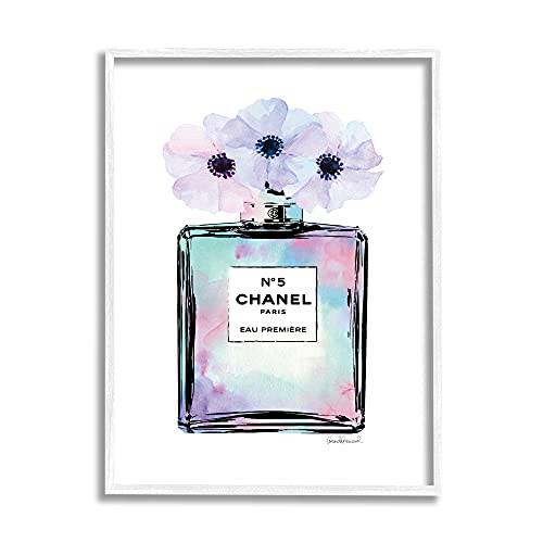 Stupell Industries Purple Flower Perfume Glam Fashion, Design by Amanda Greenwood White Framed Wall Art, 24 x 30, Blue, (aa-536_wfr_24x30)