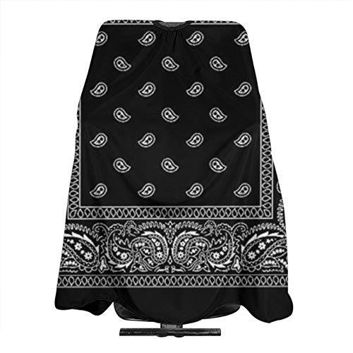 Waterproof Barber Styling Cape Cover Entire Body, Black Bandana With White Ornaments Themed Big Barber Cape Gown for Diy Haircut and Hair Coloring Perming Treatment, Bemocy