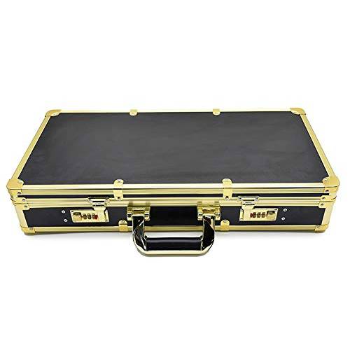 Geti Beauty Barber Case – Luxurious Black and Gold Barber Case – 22 x 10.5 x 3.9-inch Barber Box with Shoulder Strap – Heavy-Duty Fiberboard Barber Suitcase with Reinforced Corners and Handle