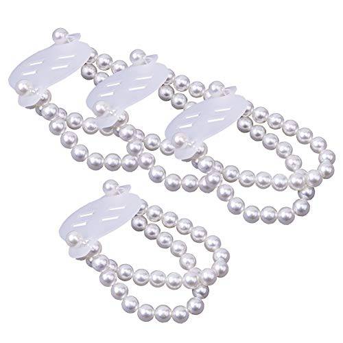 mollensiuer 4 Pieces Elastic Pearl Wrist Bands Wristlets Corsage Accessories Stretch Pearl Wedding Wrist Corsages DIY Decorate Accessories for Wedding Prom Bride Handmade Corsage