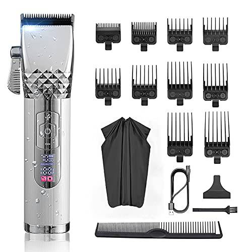 Hair Clippers, Shoci Professional Hair Clippers for Men Cordless Close Cutting T-Blade Trimmer Kit, Hair Clippers for Hair Cutting Rechargeable Grooming Kit for Barbers with LED Display