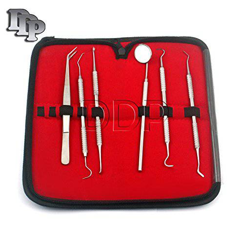 DDP Tartar and Bad Breath 6 PC Dental Hygiene Tool KIT - Includes TWEEZER, Scraper, Scaler, Mirror Probe, Pick Ideal for Professional and Personal USE.