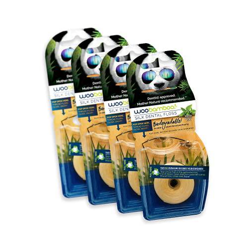 WooBamboo Biodegradable Silk Dental Floss: 4-Pack Bundle