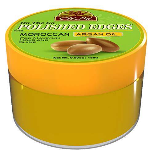OKAY Polished Edges with Argan Oil No Flaking All Day Hold Edge Control For Hairline,Sideburns Silicone,Paraben Free For All Hair Types and Textures 0.5oz