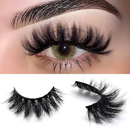Derun 5 Pairs 20MM 3D Long Real Mink Lashes Pack Natural Look Fluffy Volume Eyelashes Handmade Thick Soft Reusable Dramatic Criss-cross Lash (5Pairs1Style(Pixie))