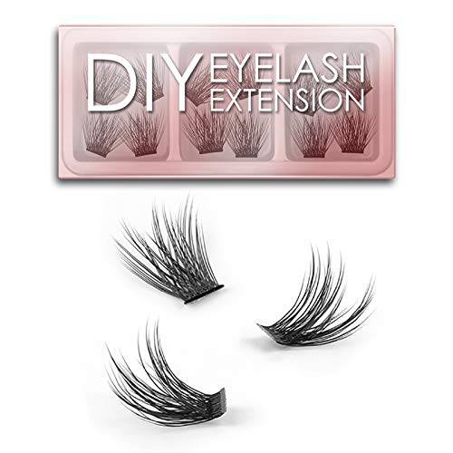 EYELASHEVOLUTION DIY Eyelash Extension, 3D Effect Glue Bonded Band Individual Lash 12 Clusters Volume/Natural Lashes Set, Home Eyelash Extension, C curl Lashes Pack (16mm-Volume)