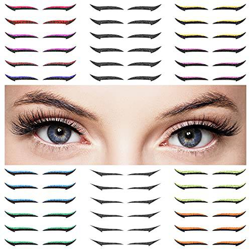 36 Pairs Reusable Eyelid Stickers Makeup Glitter Double Eyeliner Stickers Reusable Adhesive Eyeliner Self-adhesive Eye Liners Strip Sticker Eye Shadow Template Eye Makeup Tool for Eyes