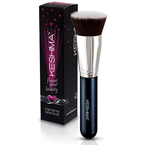 Large Flat Top Kabuki Foundation Brush By Keshima - Premium Makeup Brush for Liquid, Cream, and Powder - Buffing, Blending, and Face Brush, 1.6 Top Diameter