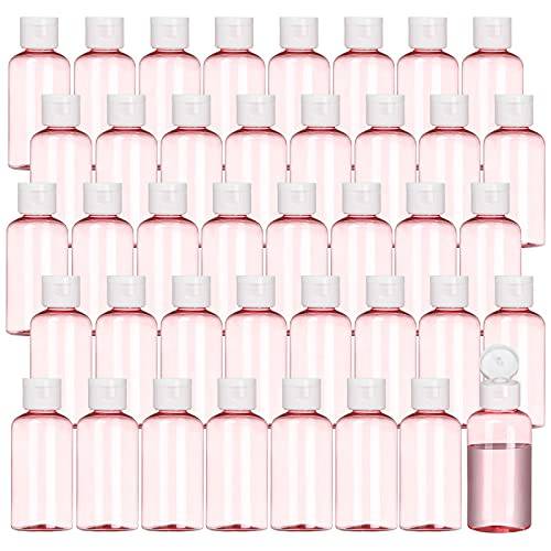EWVVSS 30Pack Plastic Travel Bottles with Flip Caps Clear Hand Sanitizer Bottles Refillable Cosmetic Bottles for Travel Toiletries Lotion Cream Essential Oil - 50ML (Clear)