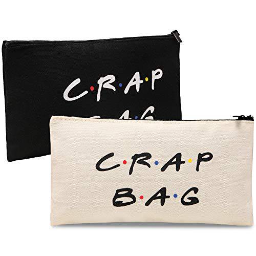 Friends Show Merchandise Makeup Cosmetic Bags, 2 Pack Canvas Bags White and Black Zipper Makeup Bags for Friends Fans Gift1