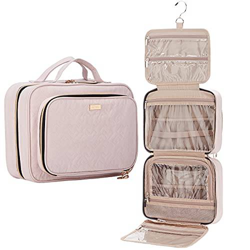 NISHEL Hanging Travel Toiletry Bag, Visible Makeup Organizer, Makeup Case for Travel Accessories, Bathroom Shower, Pink