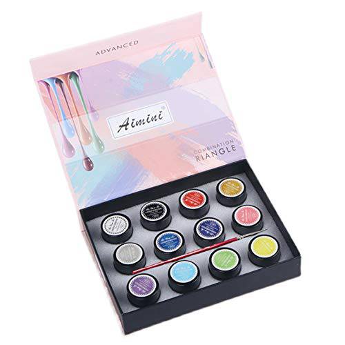 Coosa 12 Colors Spider Gel Upgraded Matrix Gel with Brush Nail Art Wire Drawing Gel for Line Pulling Line Silk Drawing Nail Art Decoration