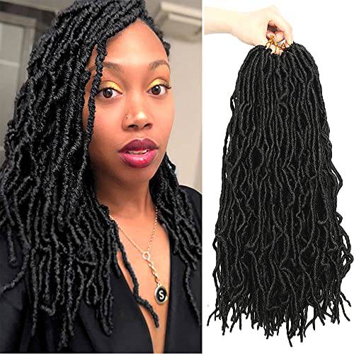 Umylar New Faux Locs Crochet Hair 18 Inch 6 Packs Soft Locs Crochet Hair Pre-looped Soft Goddess Locs Curly Wavy Crochet Braids Hair For Black Women Synthetic Hair Extension(18 Inch, 1B)
