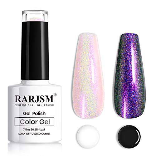 RARJSM Pearl Gel Nail Polish, Mermaid Nailpolish Shell Glimmer Shiny Shimmers Gel Polish Purple Sparkle Shiny Clear Pastel Nail Gel UV LED Curing Required 1Pcs 7.5ML