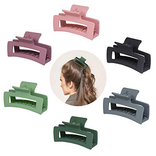 Hair Claw Clips, 6PCS 3.5 Strong Hold Rectangle Claw Hair Clips Bright Color Hair Jaw Clamp Non-Slip Catch Hair Styling Accessories for Women Girls Thin Thick Hair (Multicolor series)