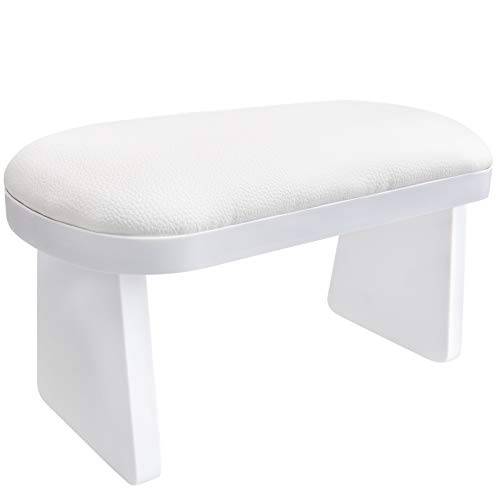 Kalolary White Nail Arm Rest-Nail Art Leather Manicure Hand Rest Cushion Table Desk Station for Arm Rest Manicure Salon