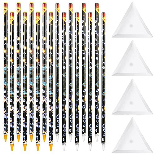 20 Pieces Rhinestone Picker Pen Set, 16 Piece Yellow and White Self Adhesive Nail Dotting Wax Pen with 4 Piece Triangular Bead Separator, Crystal Pick up Tools for Nail Art Diamond Painting