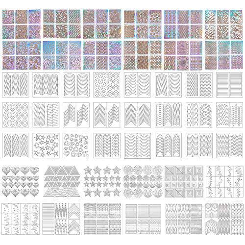 LABOTA 1800+ Pieces 60 DesignsFrench Manicure Nail Stickers, Nail Art Tips Guides for DIY Decoration Stencil Tools (48 Sheets)