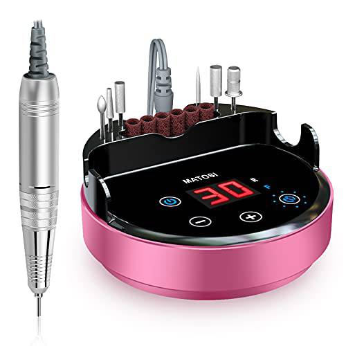 Professional Nail Drill for Acrylic Nails, 30000 RPM Nail Drill Machine Electric Nail Filer with 11PCS Bits ,6 Sanding Bands and Brush for Manicure Pedicure Removing Gel Nails for Home Salon Use
