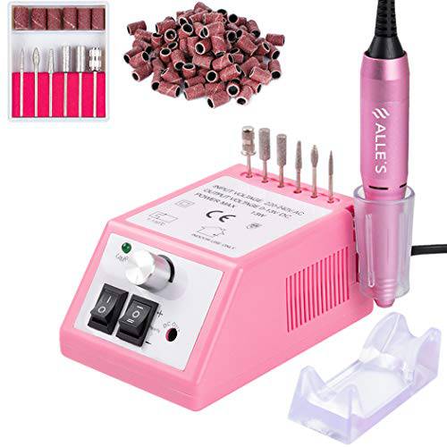 Professional Nail Drill Machine 30000RPM Efile Electric Nail Filer Kit Polishing Tools for Finger Toe Nails, Acrylic Gel Nails Manicure Pedicure, with 6Pcs Drill Bits and 106Pcs Sanding Bands - White