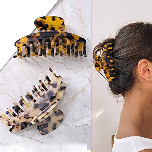 Hair Claw Clips,Big Hair Clips for Thick Hair, Acrylic Hair Clips, Long Hair Clips, Butterfly Hair Clips with Teeth, Grip Hair Clamps Non-Slip Hair Clips Available Mother’s Day Gifts for Mom(2 Pcs)