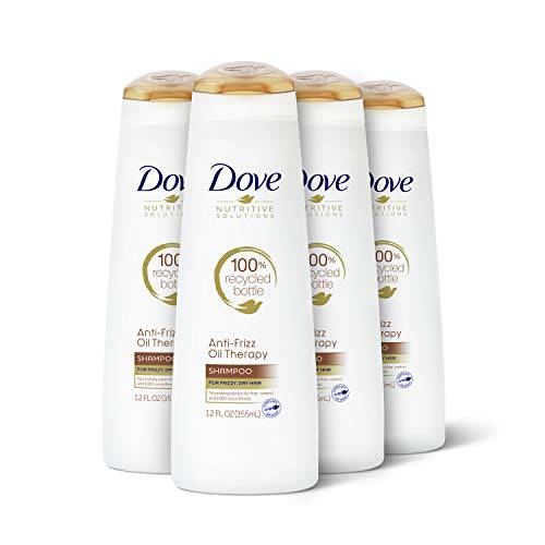 Dove Nutritive Solutions Dry Hair Shampoo for Frizz Control Oil Therapy with Nutri-Oils Moisturizing Shampoo Formula Smooths Hair, 12 Fl Oz (Pack of 4)