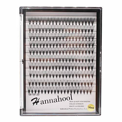 Hannahool Large Tray-10Rows Thickness 0.07mm D Curl 20D Premade Volume Fans Eye Lashes Extensions Dramatic Black Soft and Light Individual False Eyelashes Cluster 8-16mm to Choose (14MM)