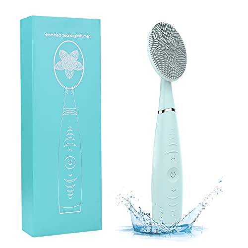 Sonic Facial Cleansing Brush, Waterproof Scrub Face Brush for Men & Women, Rechargeable Face Brushes for Deep Cleansing, Gentle Exfoliating, Removing Blackhead, Massaging (Blue)