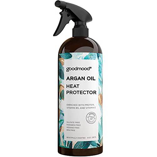 GoodMood Argan Oil Heat Protectant Spray For Hair, Up To 450º F from Flat Irons & Hot Blow Dry, Frizz Control, Heat Protector, Blow Dry Protection, Thermal Shield, Iron Protectant, 8 oz